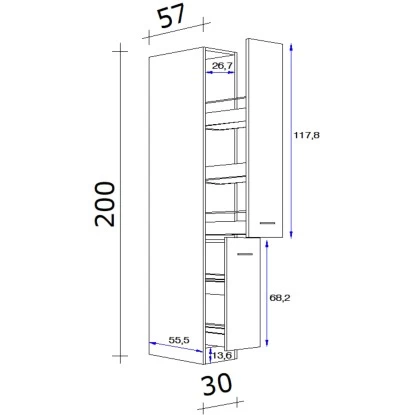 Flex-Well Exclusiv Apotheker-Hochschrank Focus 200 Cm X 30 Cm X 57 Cm Akazie 2 Flex-Well Exclusiv Apotheker-Hochschrank Focus 200 Cm X 30 Cm X 57 Cm Akazie – Bild 2