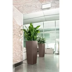 Lechuza Pflanzgefäß Cubico Alto Premium 40 Cm X 40 Cm Espresso Metallic -Einrichtungsgeschäft 261653 4186 5