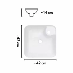 Baliv Aufsatzwaschbecken WBA-7010 43 Cm X 43 Cm -Einrichtungsgeschäft 4007873411533 VM01 170621
