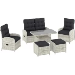 Lounge-Set Kalgan 6-teilig Wicker Eisgrau (B-Ware)
