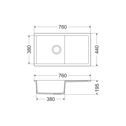 Miló Einbauspüle Granitverbundstoff Blissano 76 Schwarz 2 Miló Einbauspüle Granitverbundstoff Blissano 76 Schwarz – Bild 2